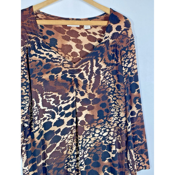 Chicos Travelers Size 1 / Medium Top Animal Print Y2K Cinched Knit Mob Wife - Picture 7 of 12